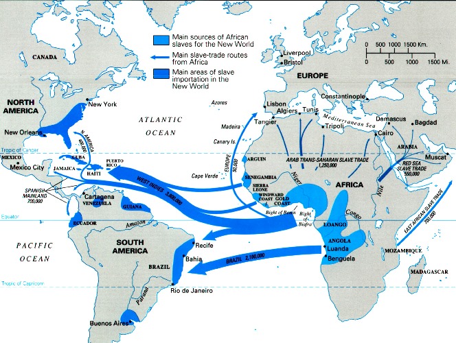 Map of where slaves were captured and sold.