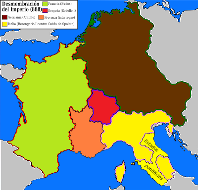 The Carolingian kingdoms, 870