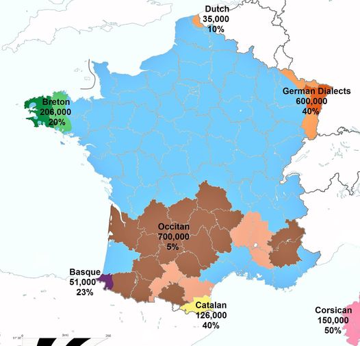 Map of non-French speakers in France.