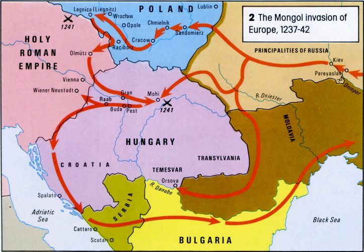 The Mongol invasion of Europe, 1241-1242.