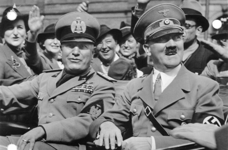 Mussolini and Hitler together.