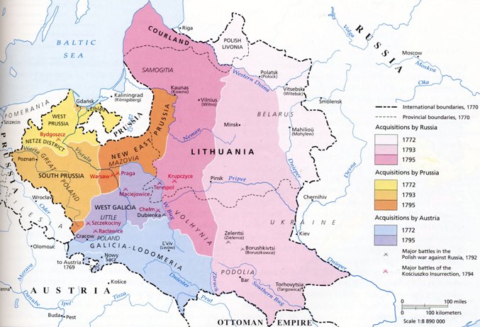 The partitions of Poland.