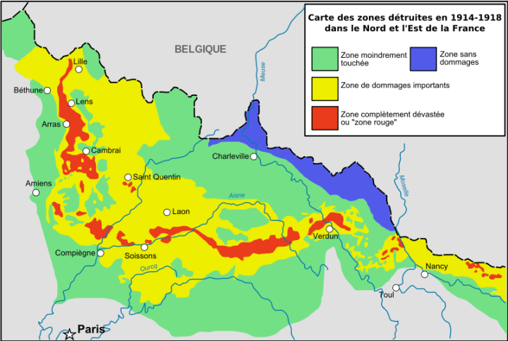 War-ravaged areas in France.
