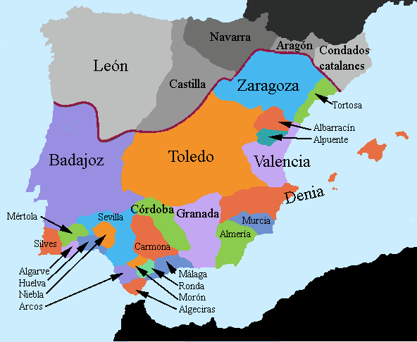 Map of Spain in 1037.