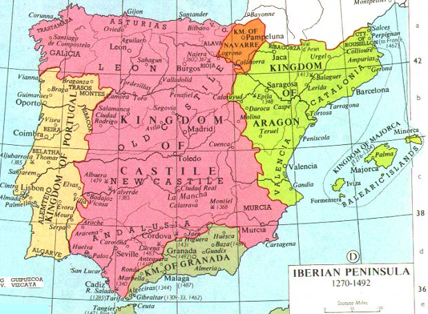 Map of late medieval Spain & Portugal.