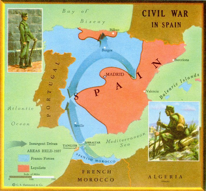 Map of the Spanish Civil War.
