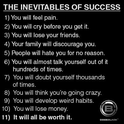 The inevitables of success.