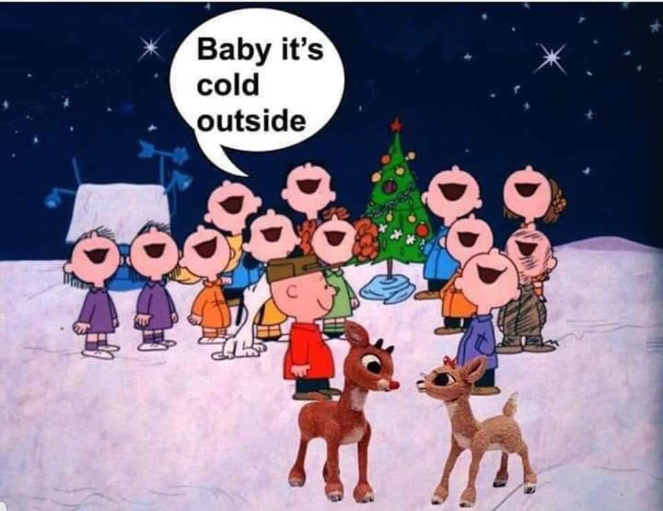 Rudolph and the Peanuts group sing Baby It's Cold Outside