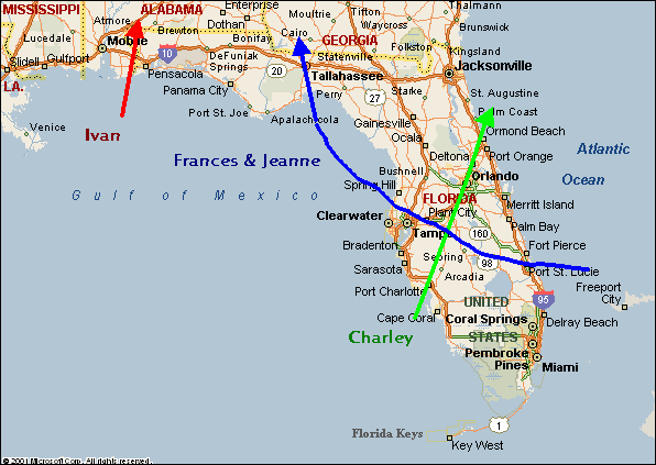 Tracks of the 4 Storms