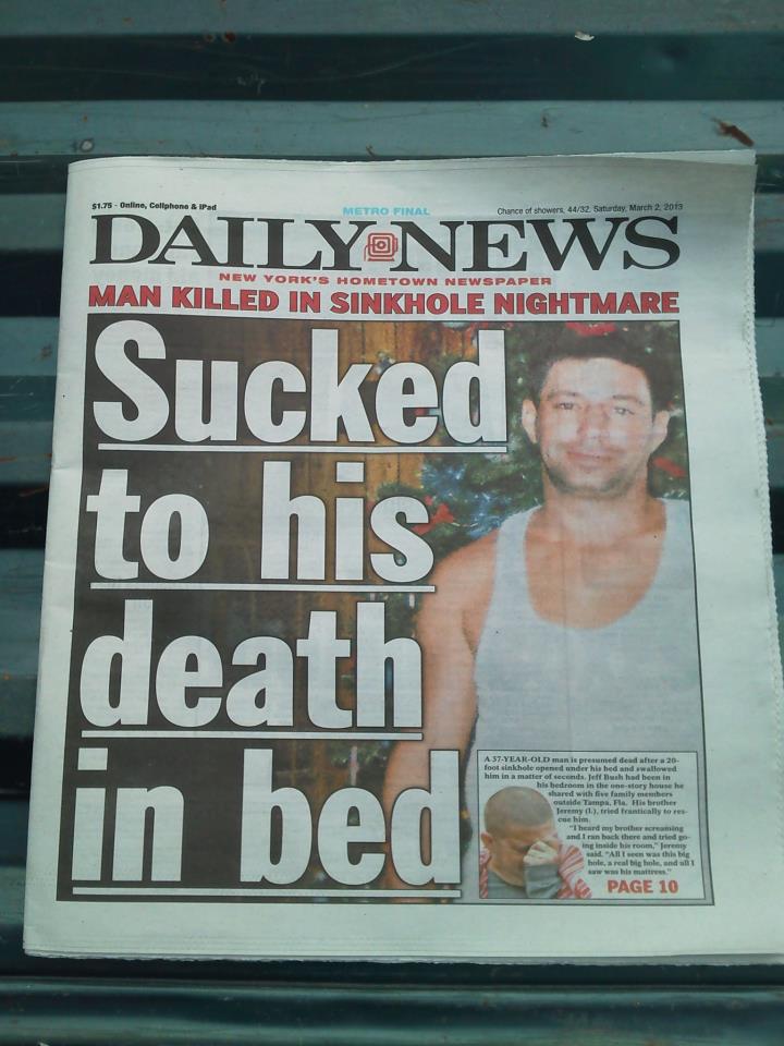 Tampa sinkhole headline
