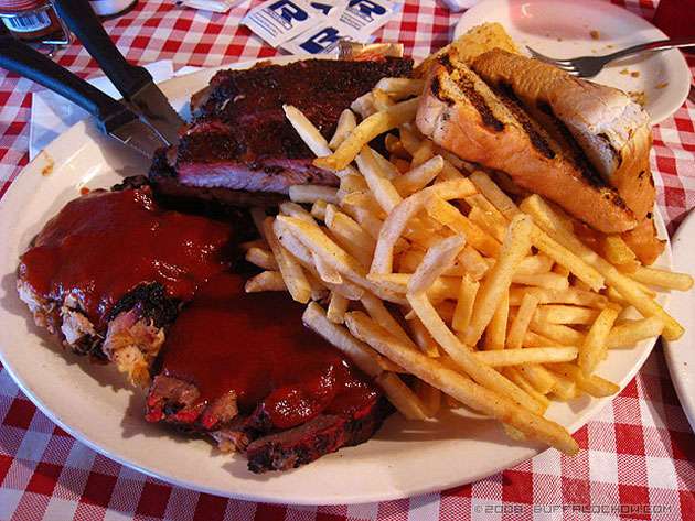 Ribs, French fries and Texas toast.