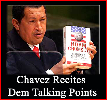 Chavez holds Chomsky book.