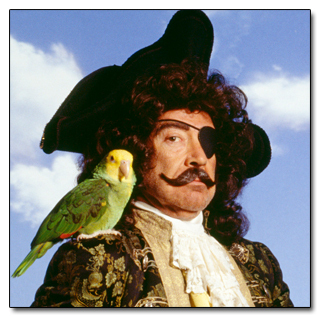 A classic pirate and his parrot.