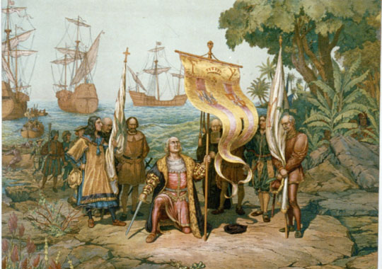 Columbus makes landfall, 1492.