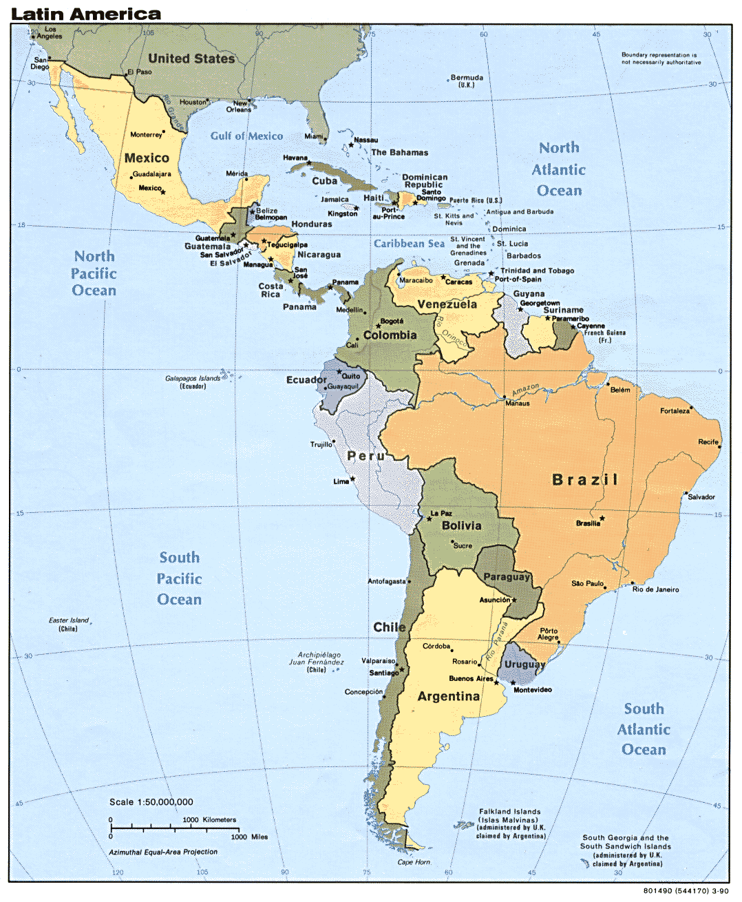 Latin America map.