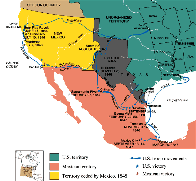 Map of the Mexican War.
