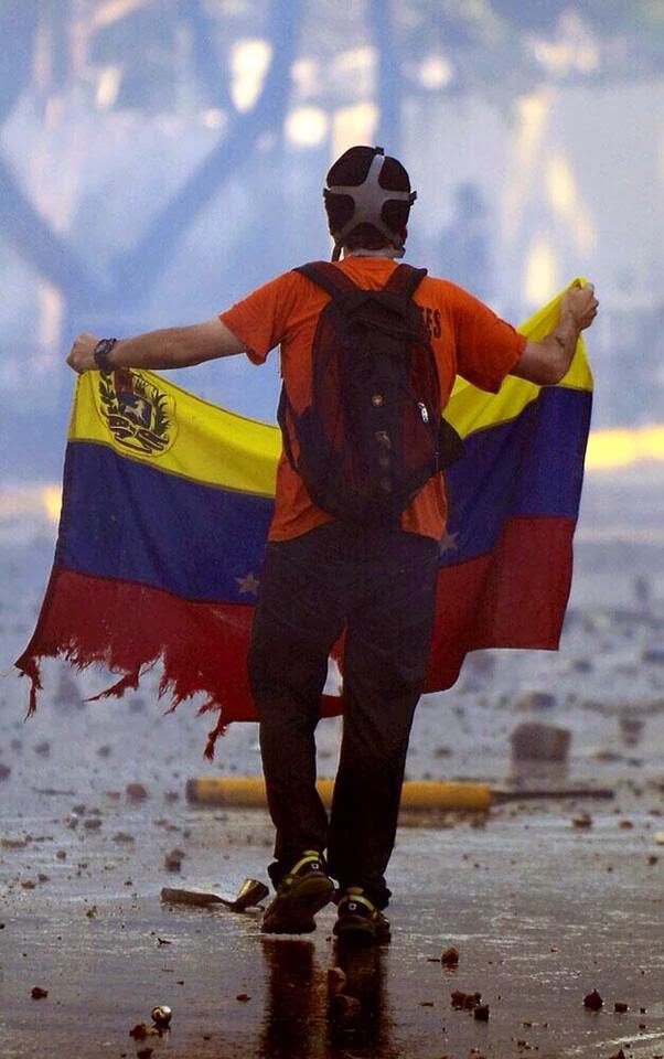 Venezuelan student with flag.