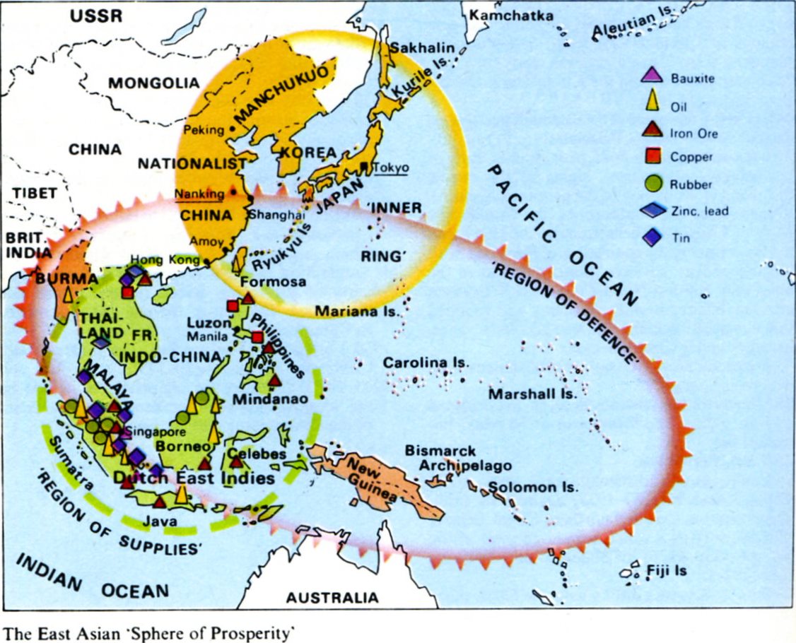 Map showing Japanese wartime strategy.