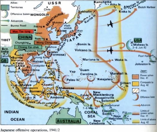 Japanese offensive operations, 1941-42.