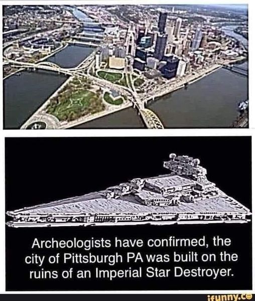 Pittsburgh is shaped like an Imperial Stardestroyer.