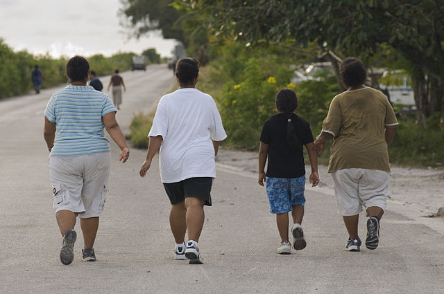 Nauruans walking.