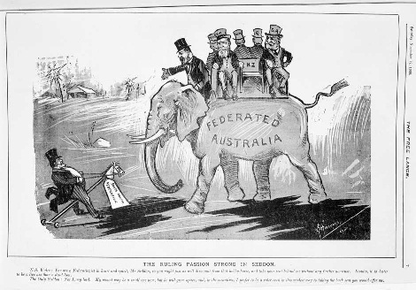 Cartoon about New Zealand's emerging identity.