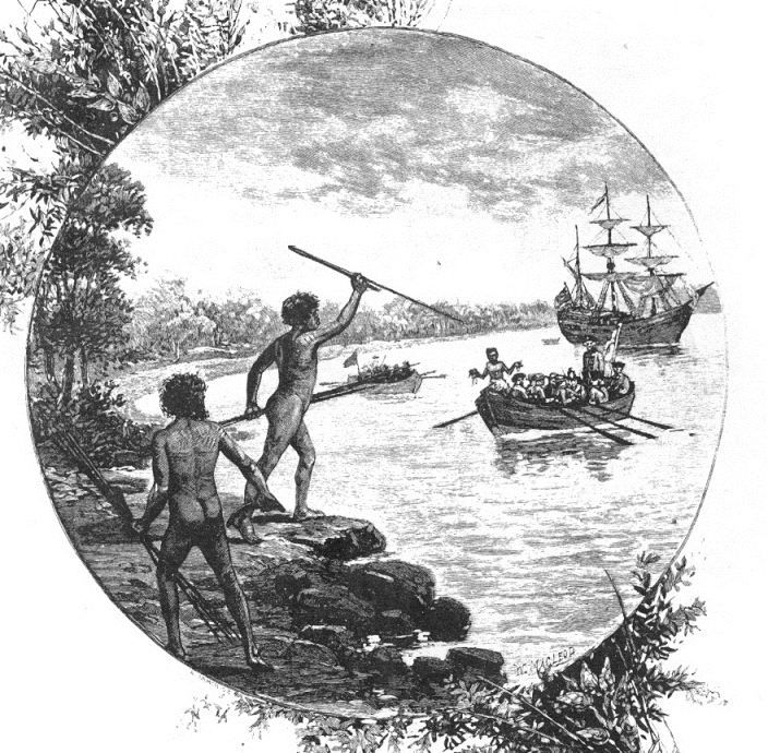 Aborigines meet the first settlers.