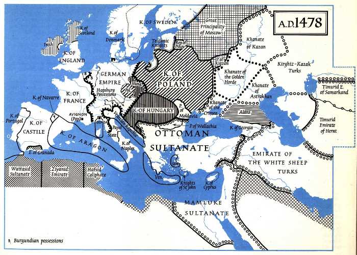 Map of Europe in 1487.