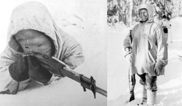 Two pictures of Simo Häyhä.
