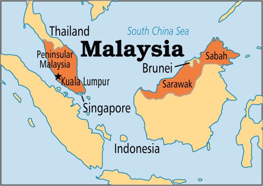 Map of Malaysia.