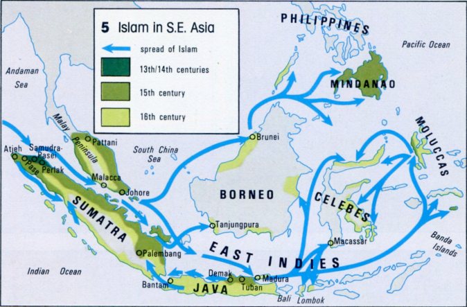 The spread of Islam in Southeast Asia, 1200-1600.
