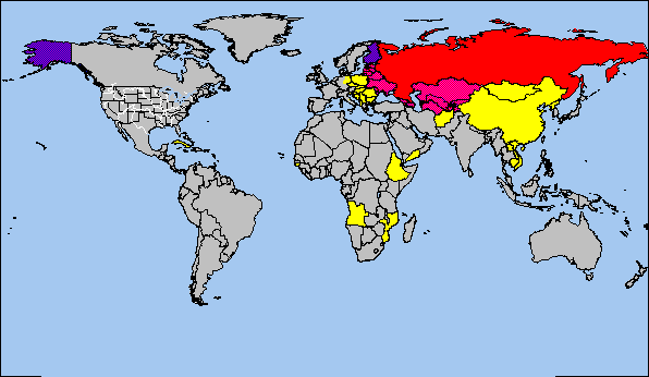 Map 19: The breakup of the Soviet Union in 1991 left Russia (red) with 